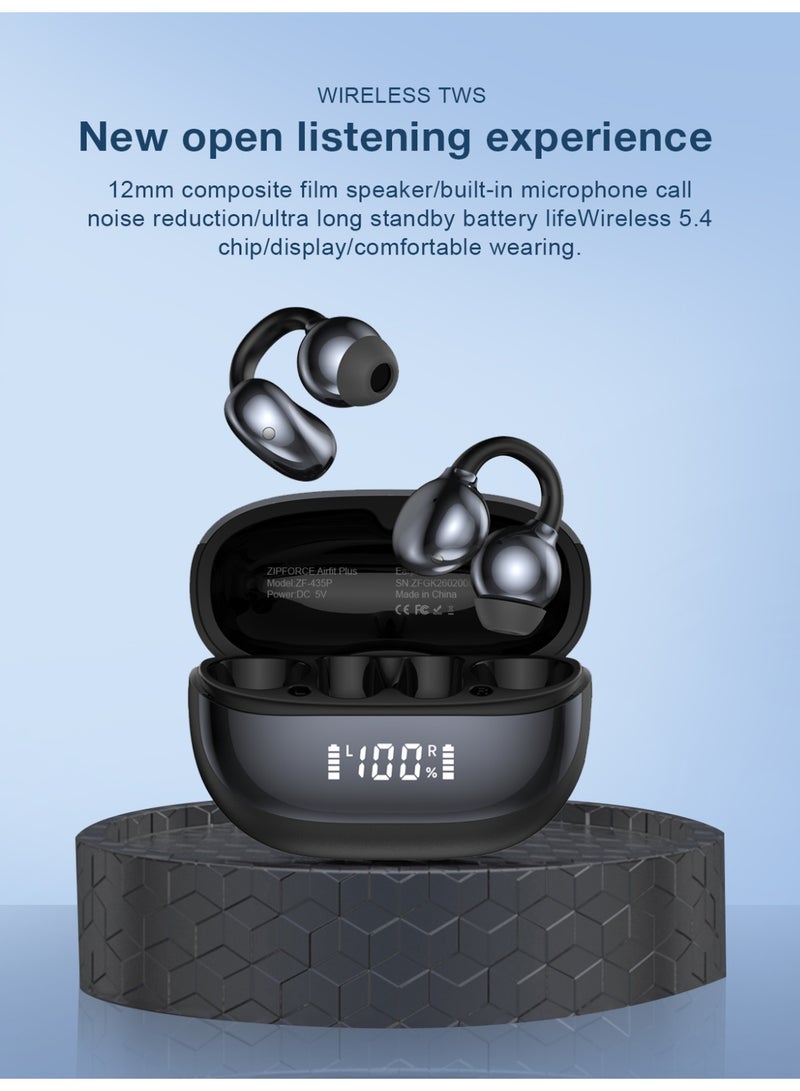 زيبفورس سماعات ZIPFORCE Open Ear Clip مع شاشة عرض الطاقة، سماعات بلوتوث 5.4 Open Ear اللاسلكية، مقاومة للماء IPX5، سماعات فوق الأذن خفيفة الوزن ومريحة للرياضة والجري والتدريب - Image 2